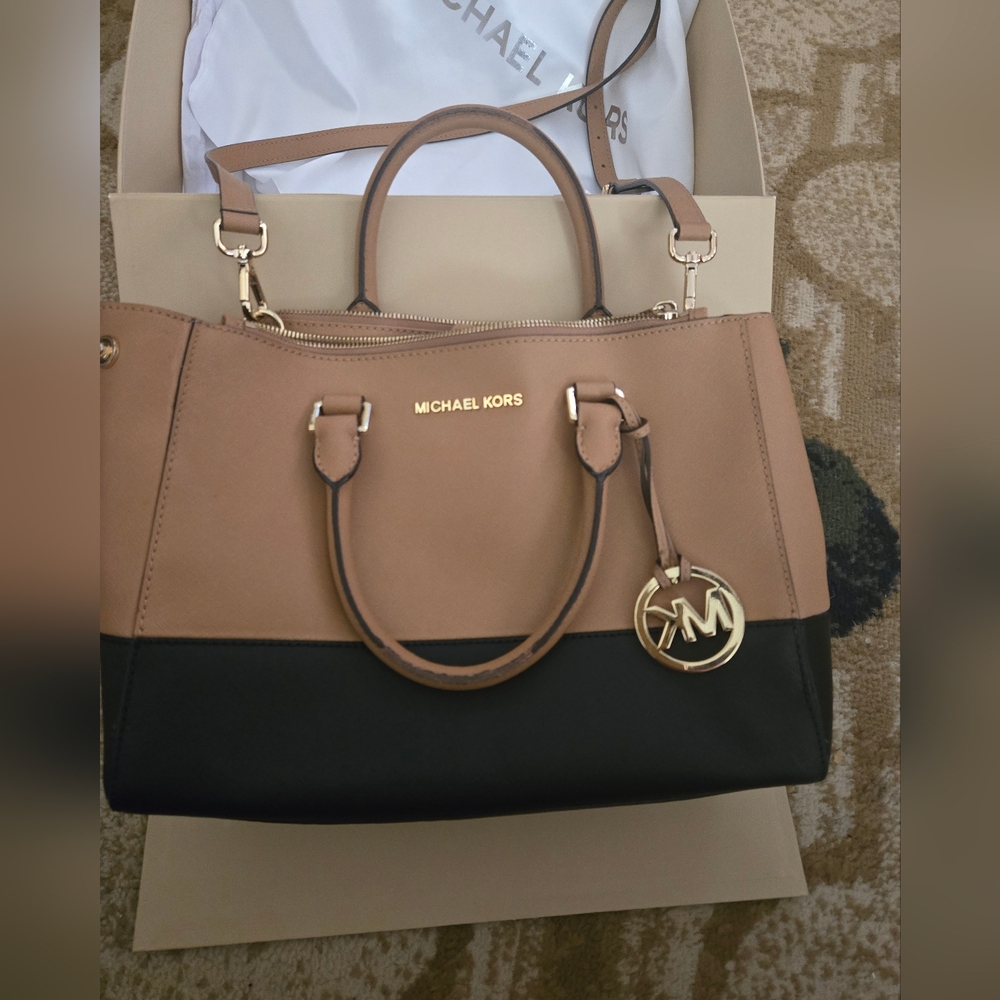 Michael Kors Tan and Black Tote Bag